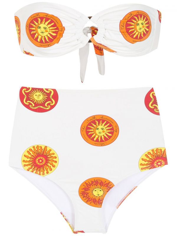  Amir Slama Printed High Rise Bikini Set - White 
