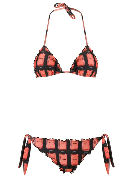 Amir Slama Ruffled Triangle Bikini Set - Black 