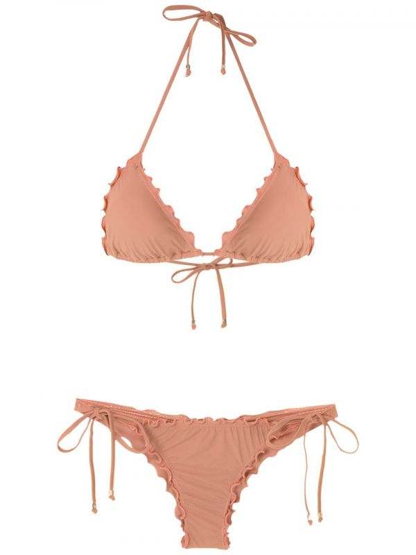  Amir Slama Ruffled Triangle Bikini Set - Neutrals 