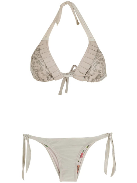  Amir Slama Ruffled Triangle Bikini Set - Neutrals 