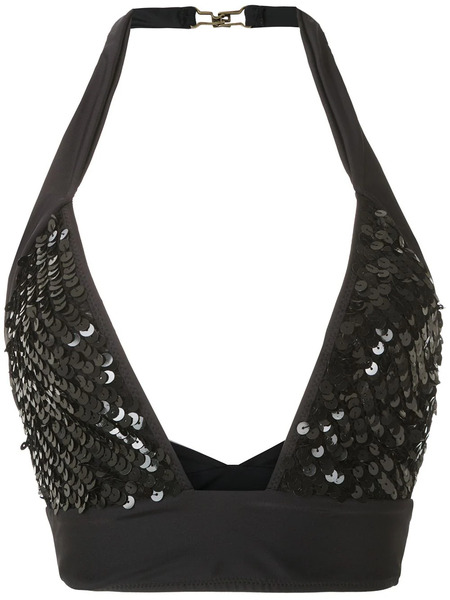 Amir Slama Sequinned Bikini Top - Black 