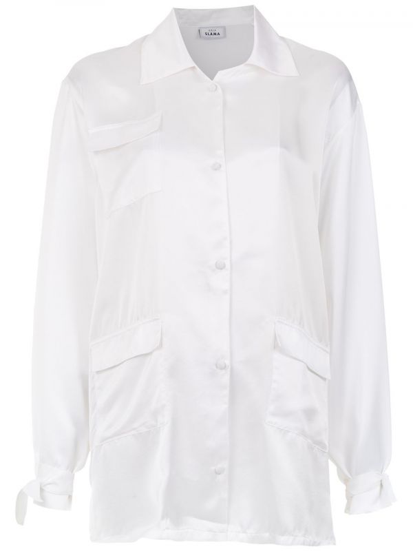  Amir Slama Silk Oversized Shirt - White 