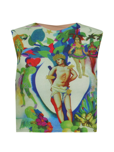  Amir Slama Sleeveless Printed Top - Green 