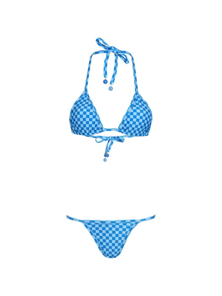  Amir Slama X Jade Picon Beaded Checked Bikini - Blue 