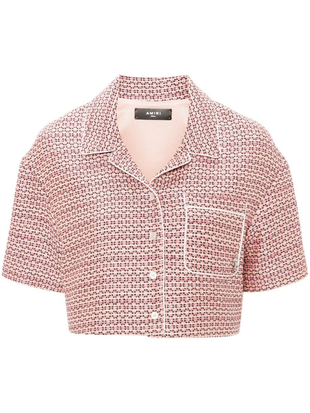  Amiri Bouclé Cropped Shirt - Pink 