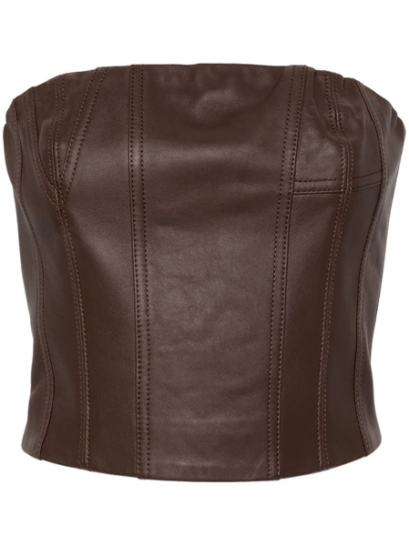  Amiri Bustier-style Leather Top - Brown 