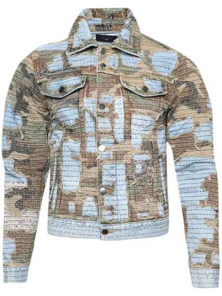  Amiri Camo Boro Repair Denim Jacket - Green 
