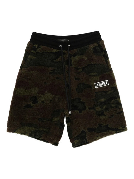  Amiri Camo Fleece Drawstring Shorts - Green 
