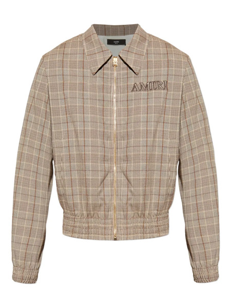  Amiri Check-pattern Embroidered-logo Jacket - Brown 