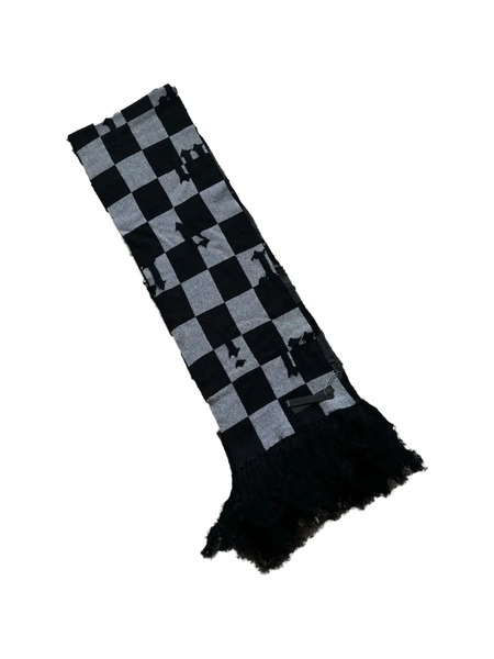  Amiri Check-pattern Fringed Scarf - Black 