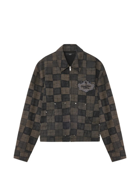  Amiri Checked Denim Jacket - Brown 