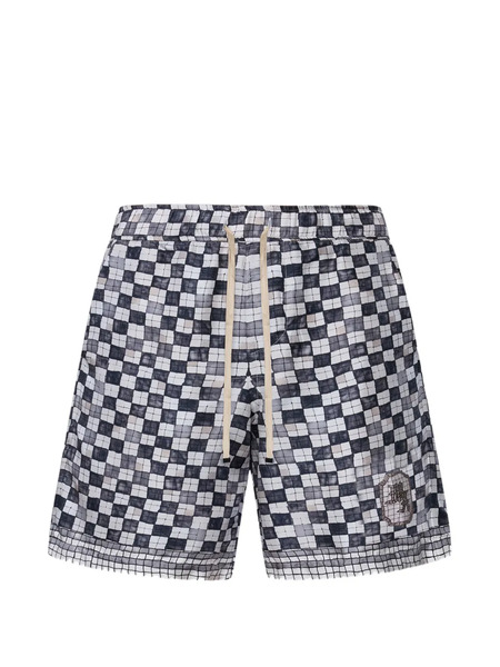  Amiri Checkered Drawstring Shorts - Blue 