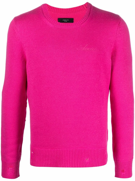  Amiri Distressed-effect Cashmere Jumper - Pink 