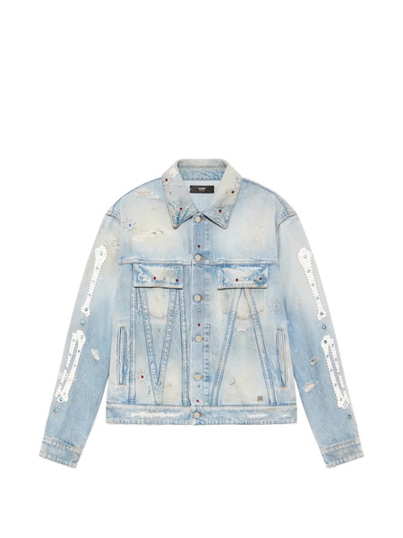  Amiri Distressed-effect Embellished Jacket - Blue 