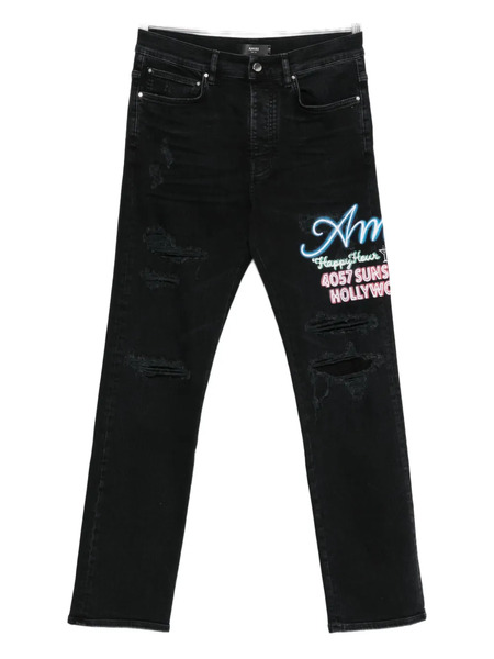  Amiri Distressed Embroidered Jeans - Black 