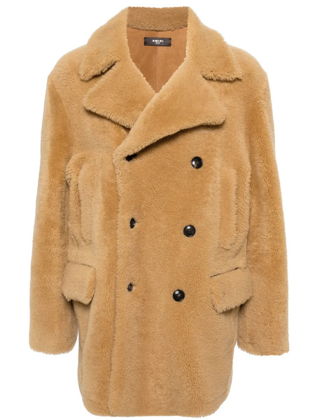  Amiri Double-breasted Shearling Coat - Brown 