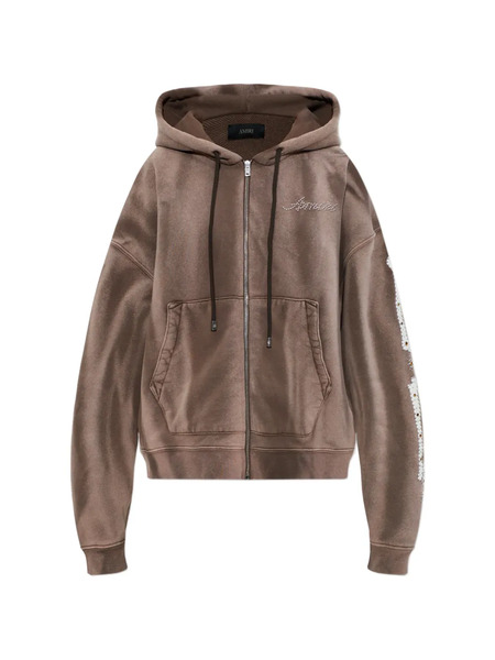  Amiri Embellished Zip-up Sweatshirt - Brown 