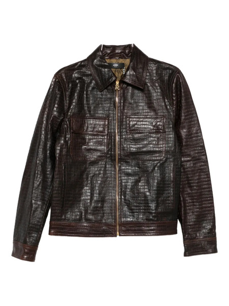  Amiri Embossed-leather Zip-front Jacket - Brown 