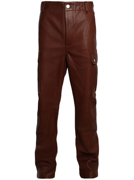  Amiri Flared Leather Cargo Pants - Brown 
