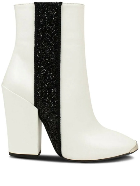  Amiri Glitter-stripe Leather Boots - White 
