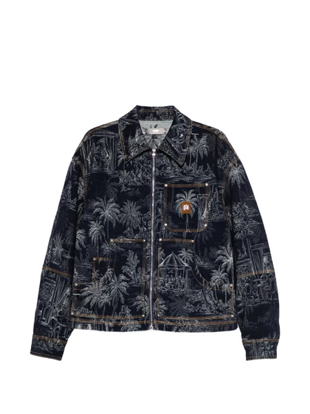  Amiri Jacquard Zip Chateau Palms Jacket - Blue 