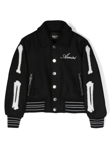  Amiri Kids Bones Logo-embroidered Bomber Jacket - Black 
