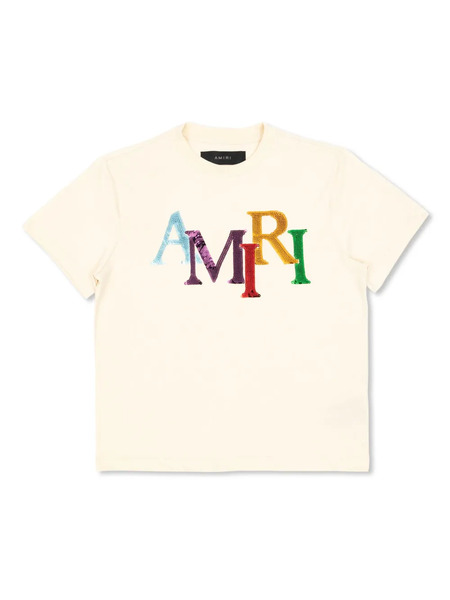  Amiri Kids Sequin-embellished T-shirt - Neutrals 