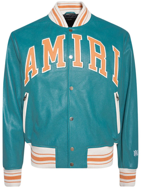  Amiri Leather Bomber Jacket - Blue 