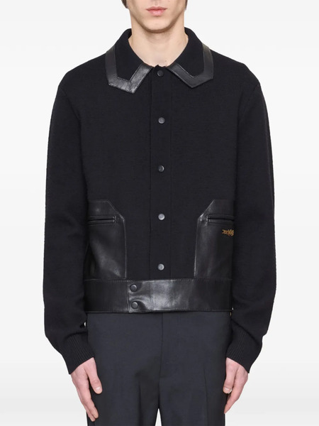  Amiri Leather Patch Shirt Jacket - Black 