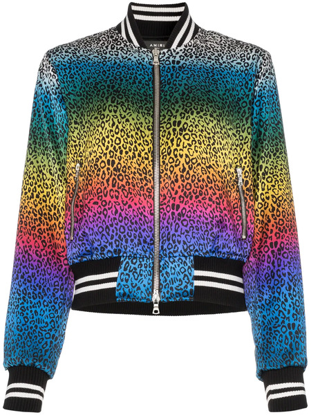  Amiri Leopard Rainbow Bomber Jacket - Black White 