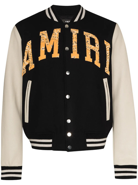 Amiri Logo-appliqué Varsity Bomber Jacket - Black 