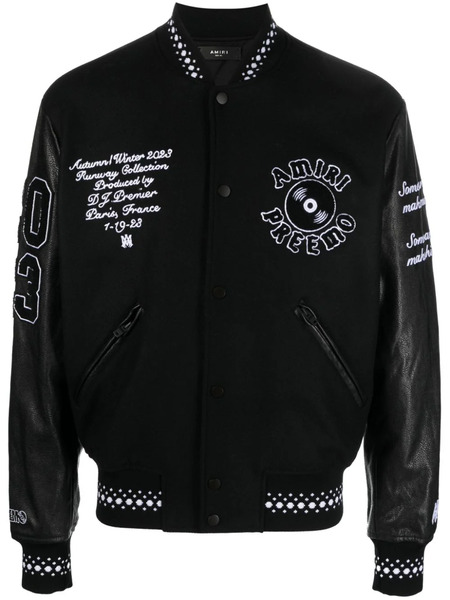  Amiri Logo-appliqué Varsity Jacket - Black 