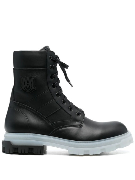  Amiri Logo Patch Biker Boots - Black 