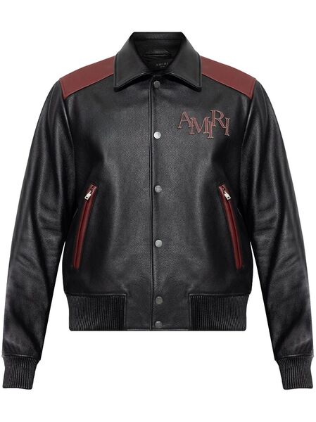  Amiri Logo-patch Leather Jacket - Black 