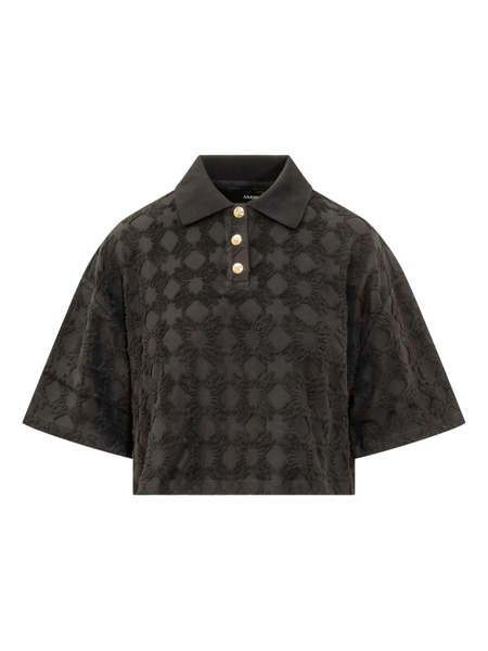  Amiri Ma Quad Textured-pattern Polo Shirt - Black 