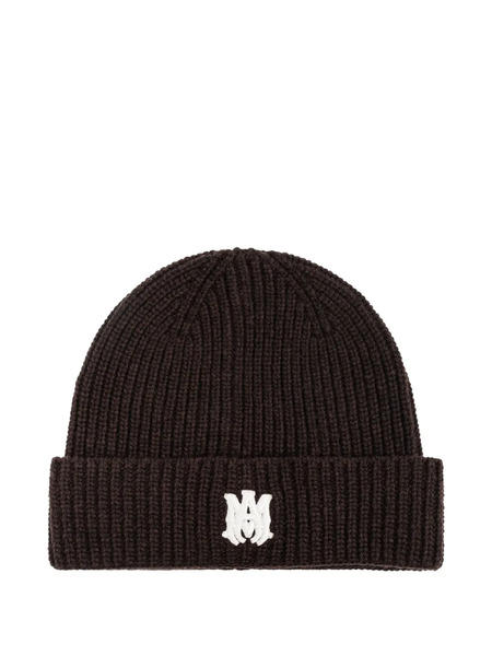  Amiri Ma Ribbed Beanie Hat - Brown 
