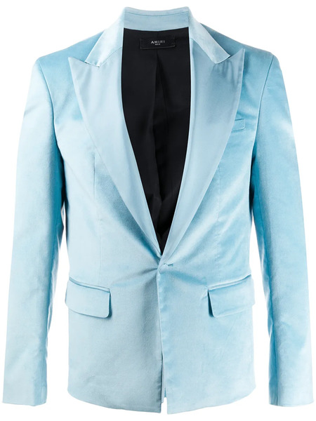  Amiri Metallic Deep V-neck Blazer Jacket - Blue 