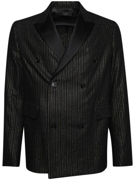  Amiri Metallic-stripe Double-breasted Blazer - Black 