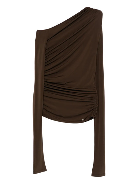  Amiri One-shoulder Ruched Top - Brown 