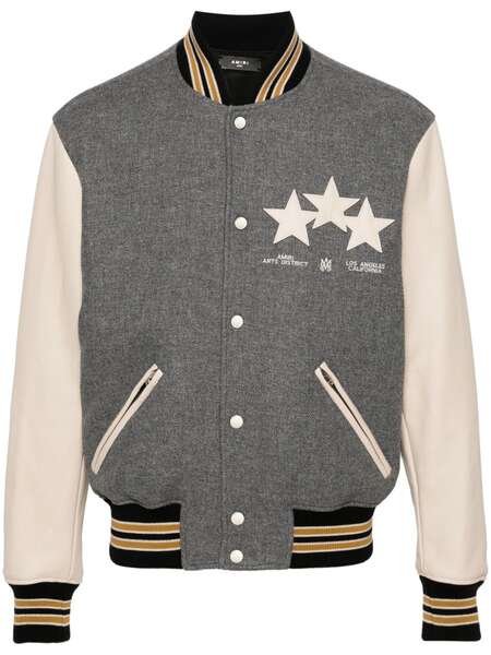  Amiri Oversized Stars Varsity Jacket - Grey 