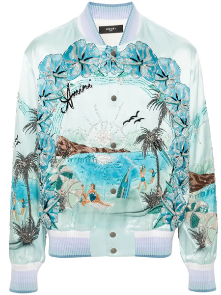  Amiri Paradise Beaded Bomber Jacket - Blue 