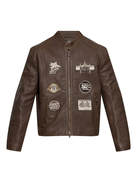  Amiri Patch-detail Leather Jacket - Brown 