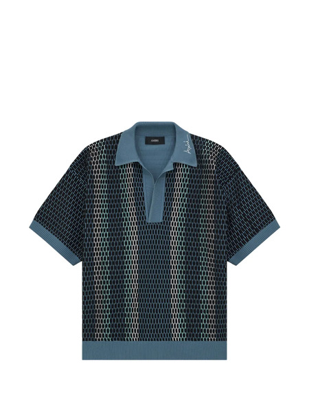  Amiri Patterned Polo Shirt - Blue 