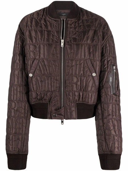  Amiri Quilted Cropped Bomber Jacket - Brown 