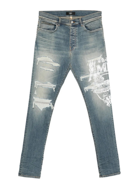  Amiri Ripped Print Jeans - Blue 