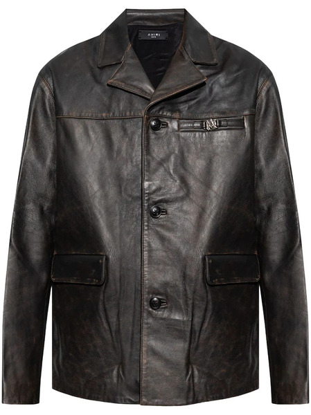  Amiri Single-breasted Leather Jacket - Black 