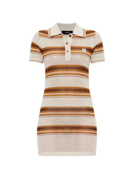  Amiri Striped Knitted Mini Dress - Neutrals 
