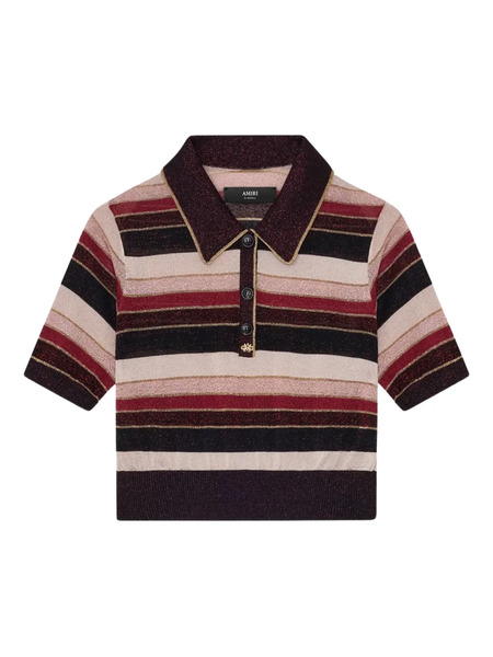  Amiri Striped Polo Top - Red 