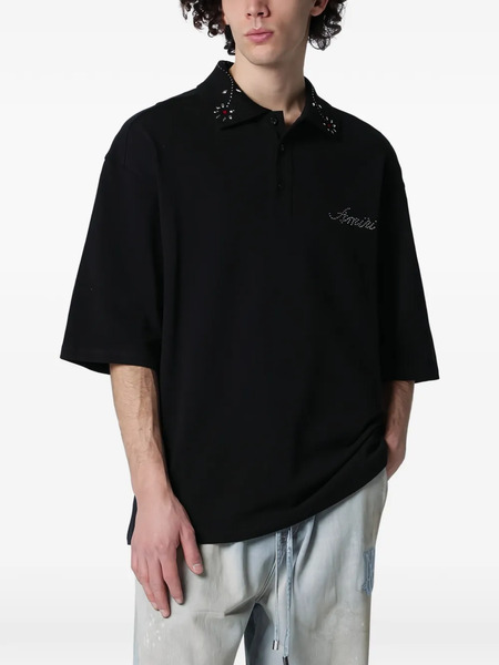  Amiri Stud-collar Polo Shirt - Black 