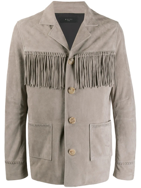  Amiri Textured Fringe Shirt Jacket - Grey 